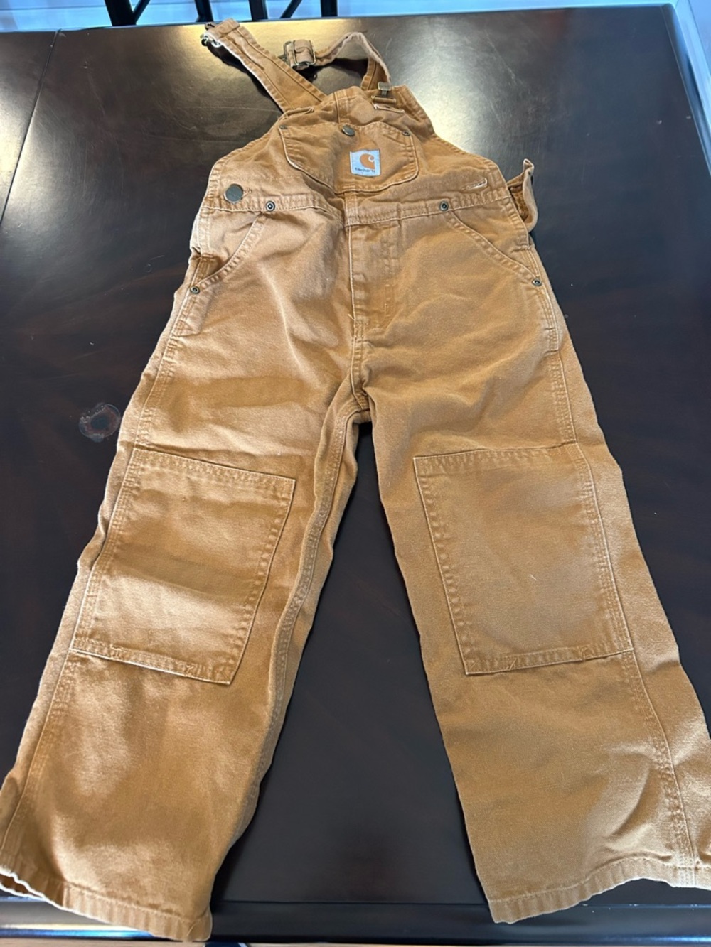 Carhartt One-Pieces Unisex kids size 5 Brown  Bib Overalls Double Knee Cotton